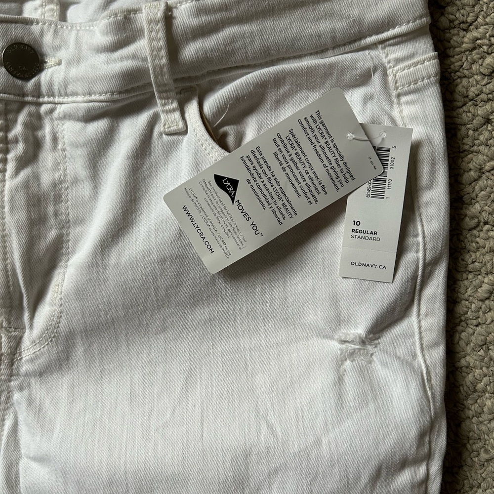 NWT Old Navy Rockstar Sculpt White Distressed Jeans Stretch Lycra Comfort Sz 10 - Picture 3 of 5